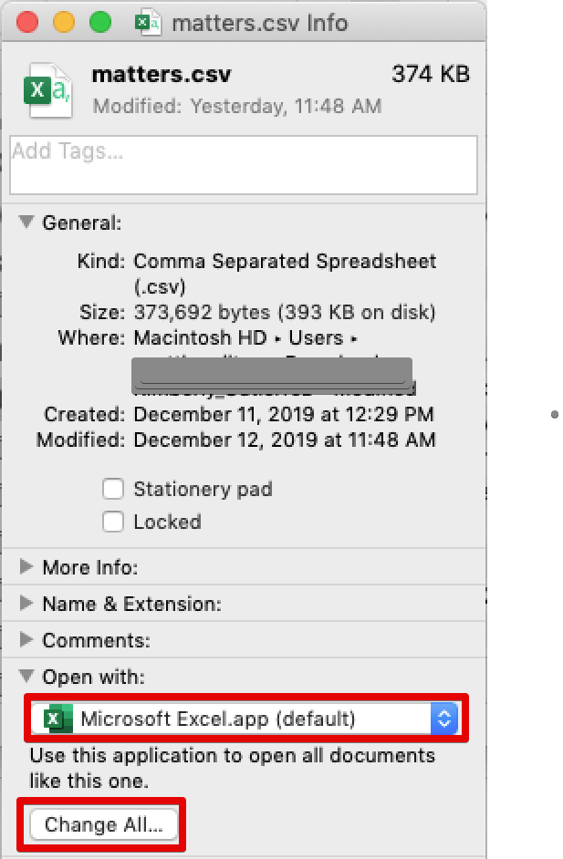 make excel default application for opening csv files on mac